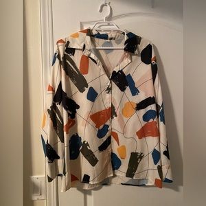 Abstract paint swipe dress shirt